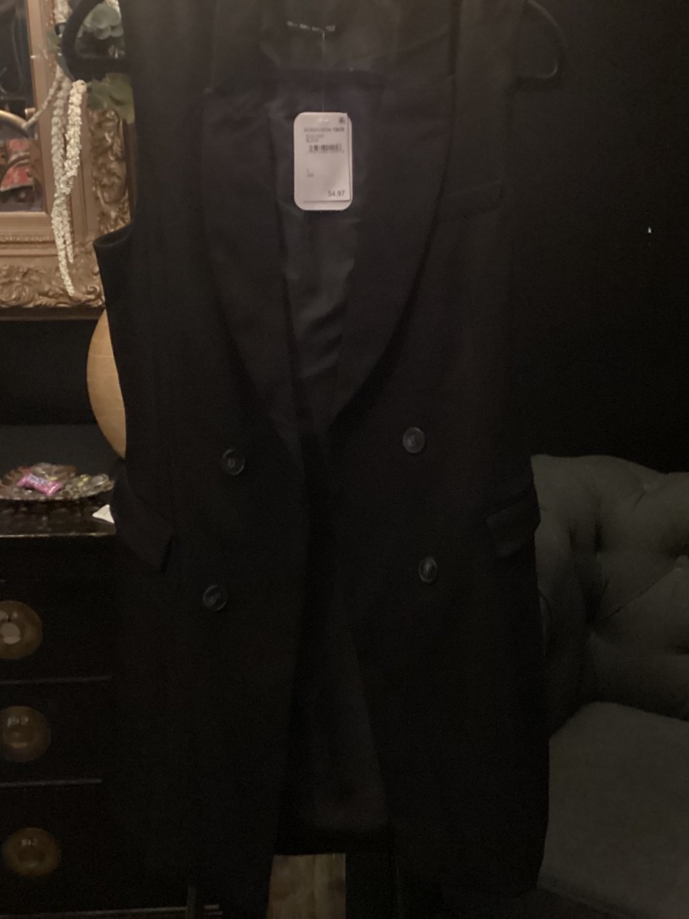 Elodie sleeveless long coat in black